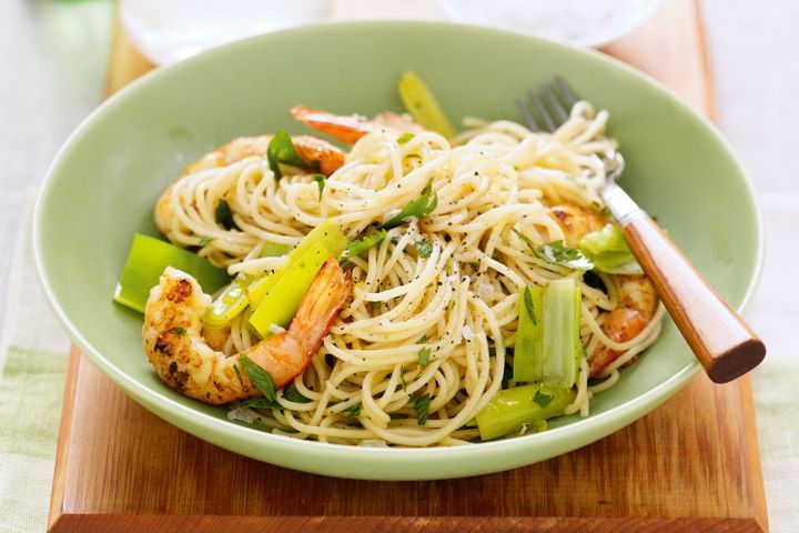 Prawn Leek Spaghetti