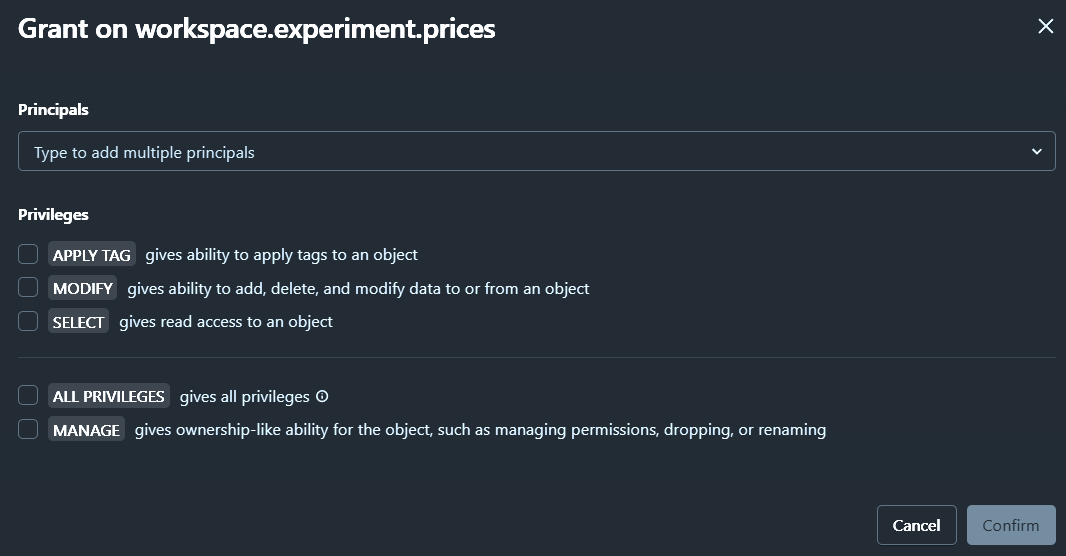 Table - Object privileges
